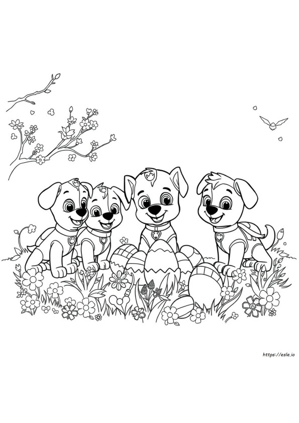 Paw Patrol De Pascua Para Colorear