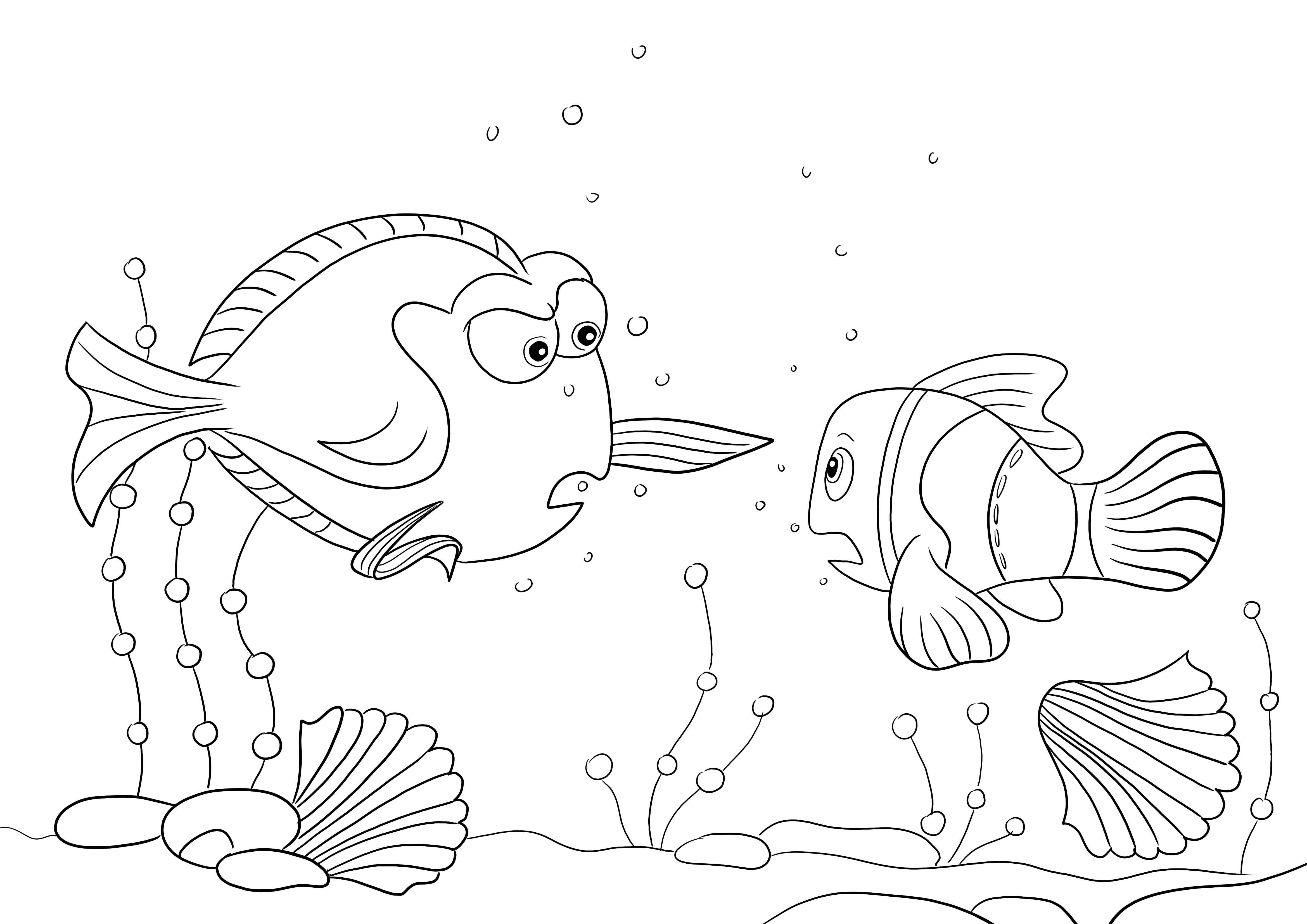 Gambar mewarnai Charlie dan Nemo gratis untuk anak-anak untuk diunduh dan diwarnai dengan kesenangan