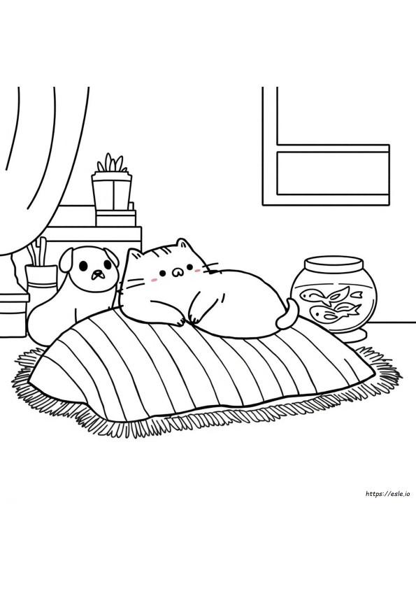 Gambar Mewarnai Pusheen Untuk Diwarnai