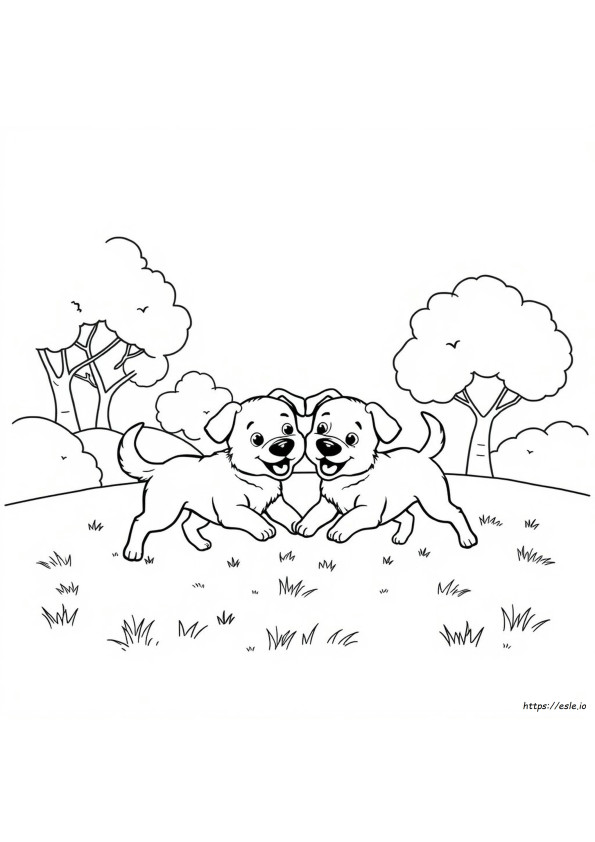 Twee Honden Kleurplaat