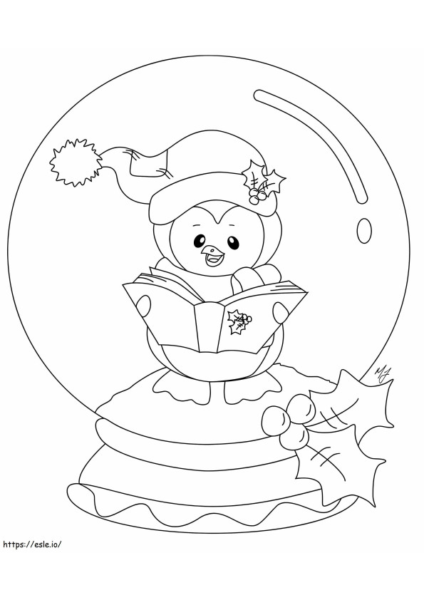 Snow Globe With Penguin coloring page
