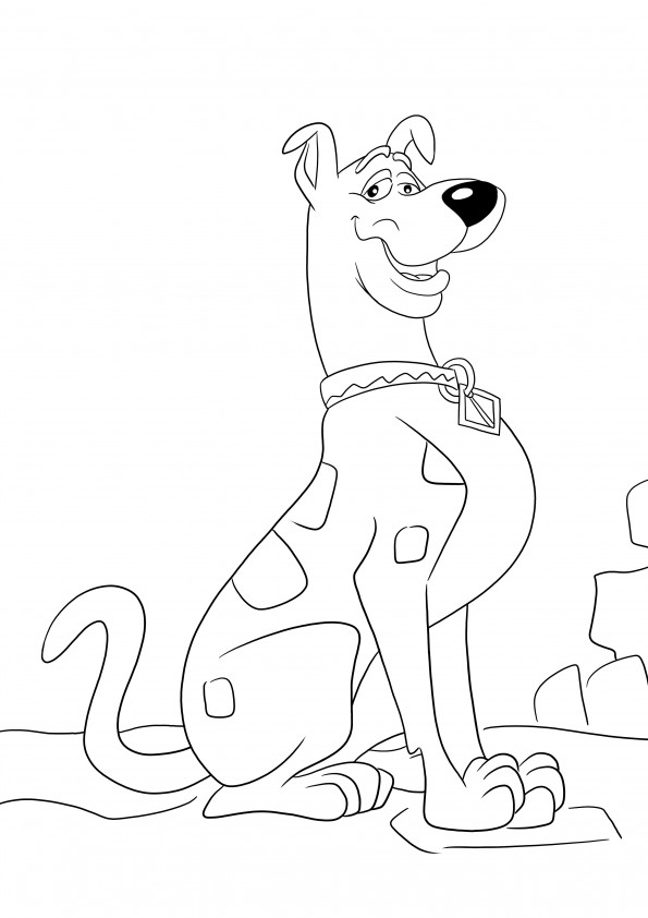 Hier ist ein kostenloses Ausmalbild des hinterhältigen Scooby Doo zum einfachen Ausdrucken und Ausmalen