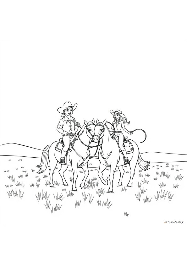 Vaquero Y Vaquera Para Colorear