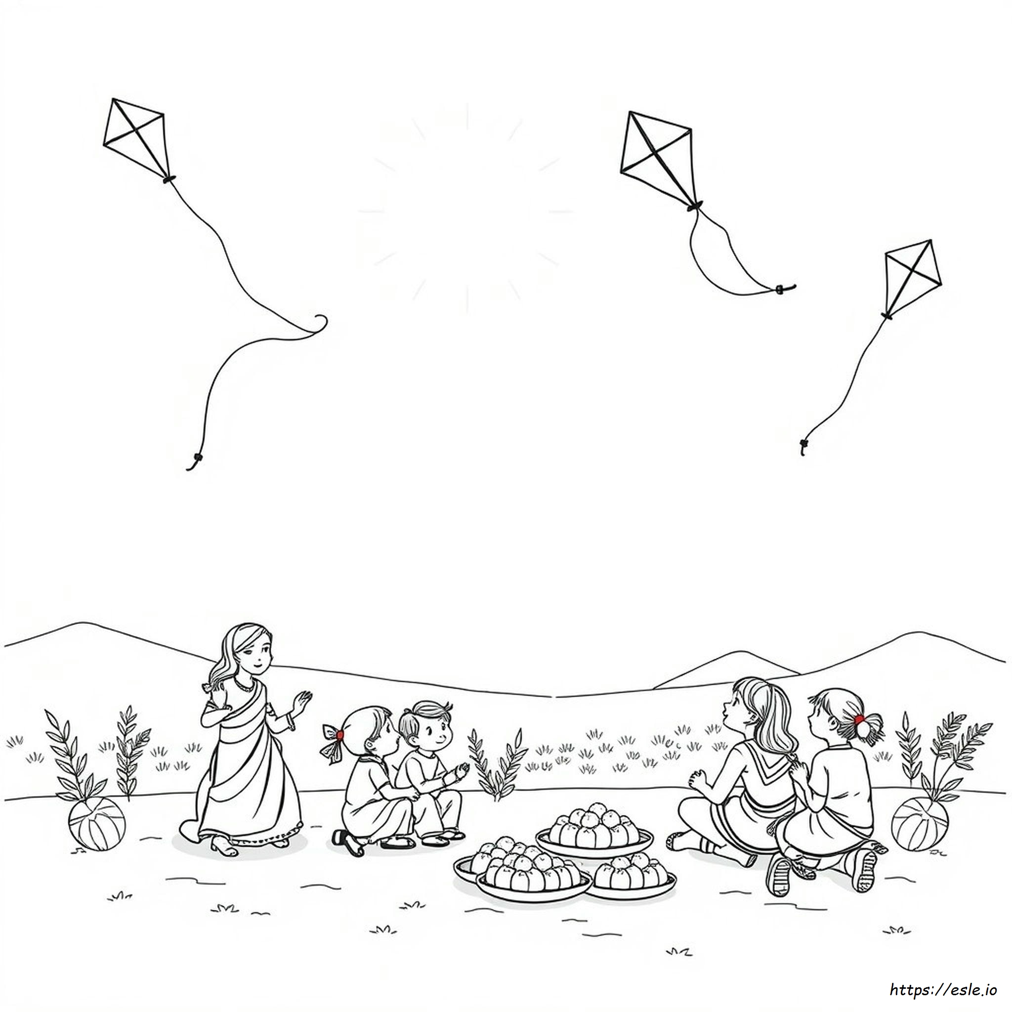 Makar Sankranti Drawing For Colouring
