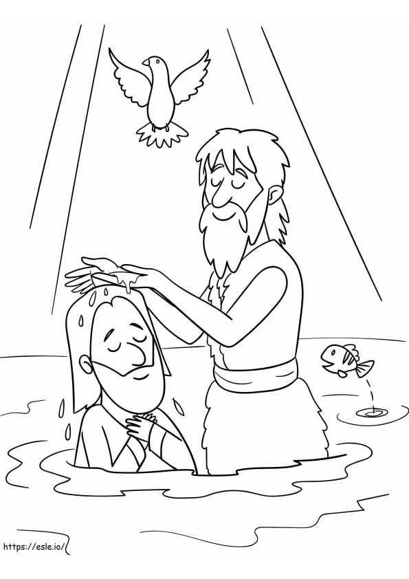 Coloriage Baptême de Jésus gratuit à imprimer dessin