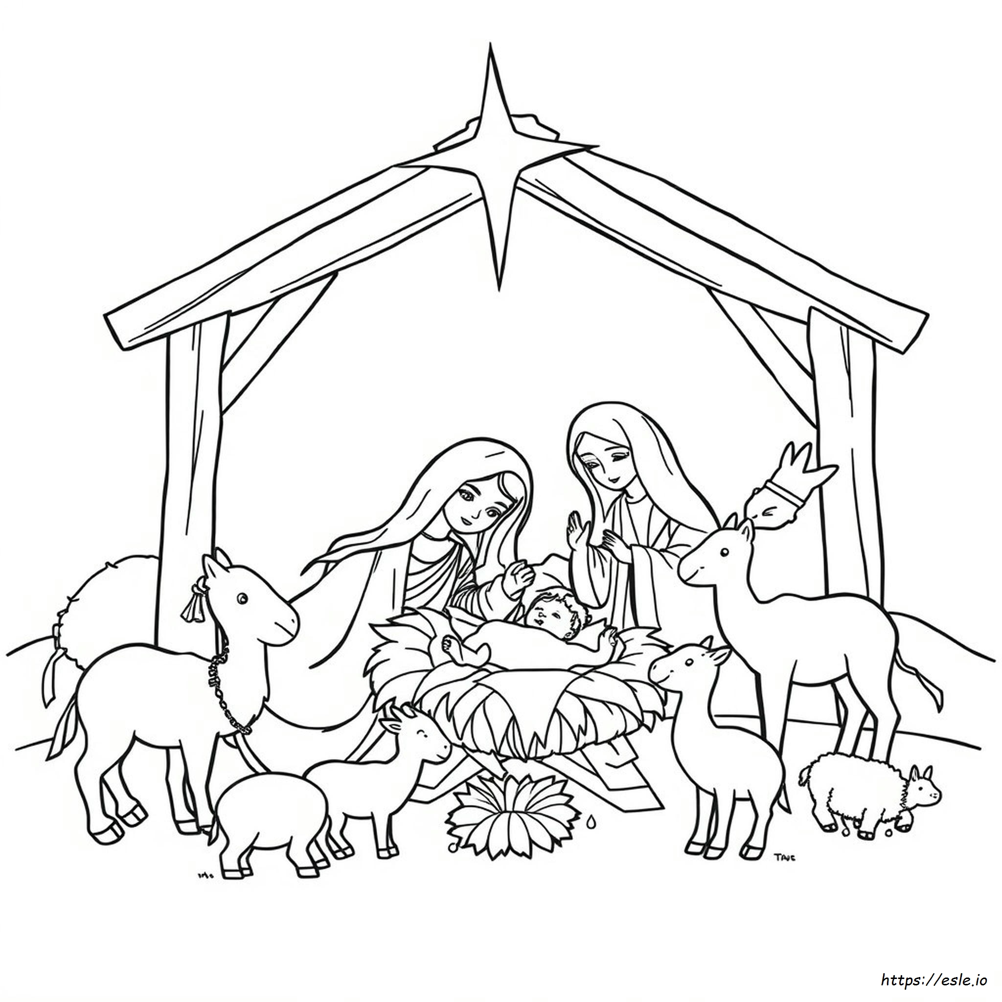 Nativity Scene Animals Coloring Pages