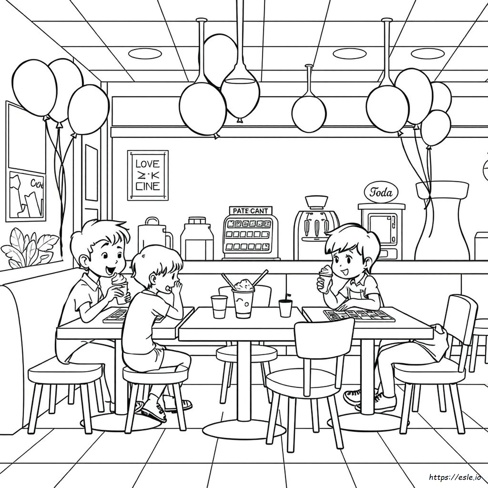 Restaurant Kids Coloring Page