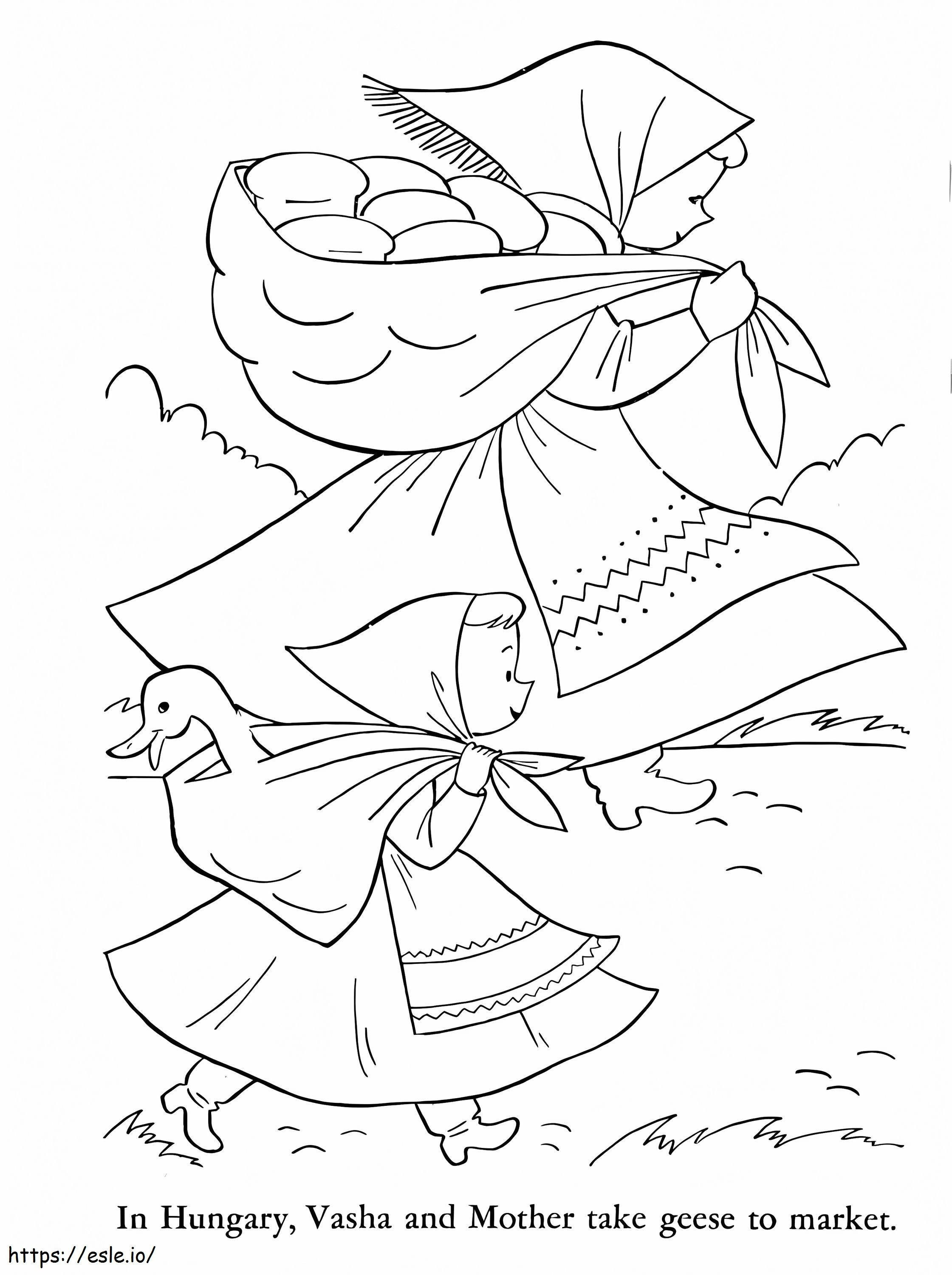 Vasha And Mother From Hungary coloring page