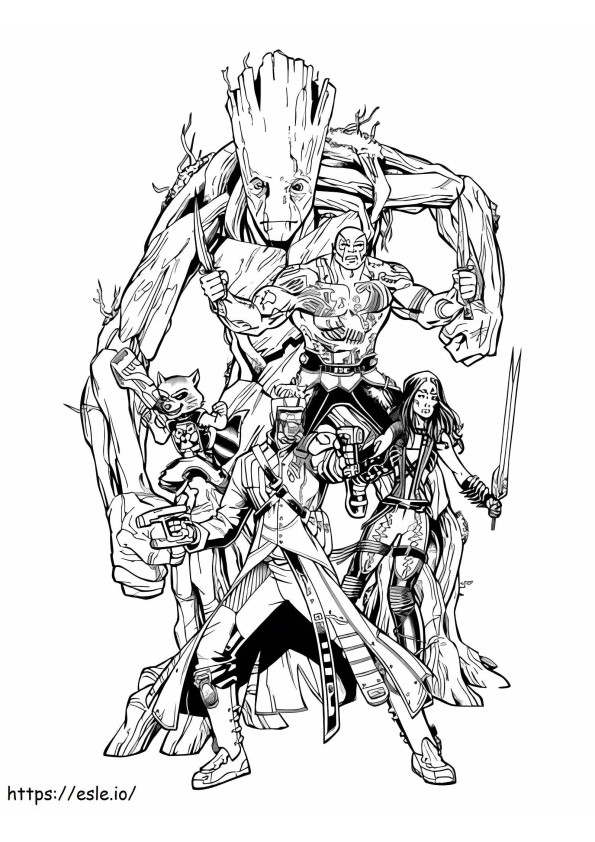 Coloriage Groot et ses amis à imprimer dessin