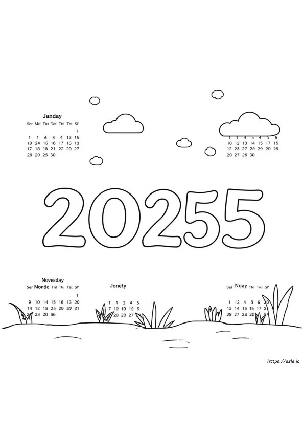 Kolorowanka Kalendarz 2025