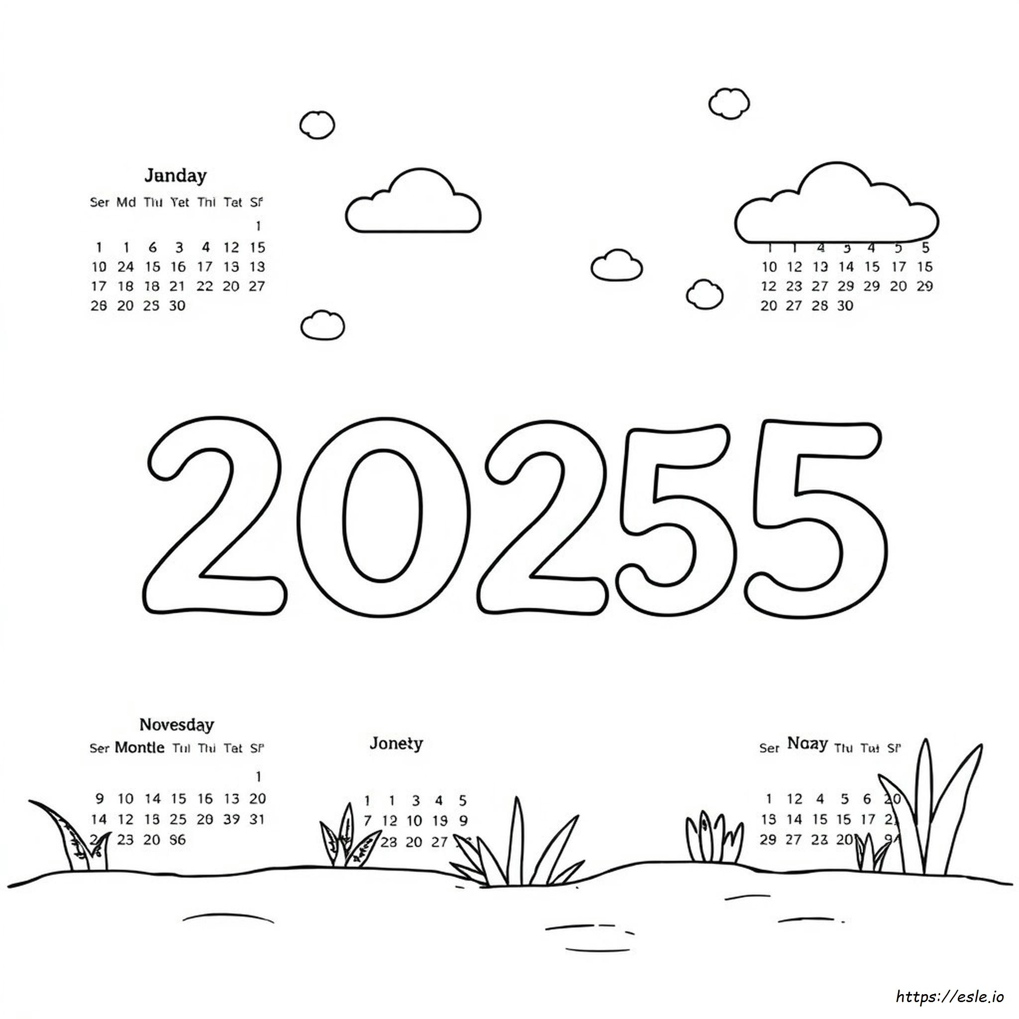 Coloring Page Calendar 2025