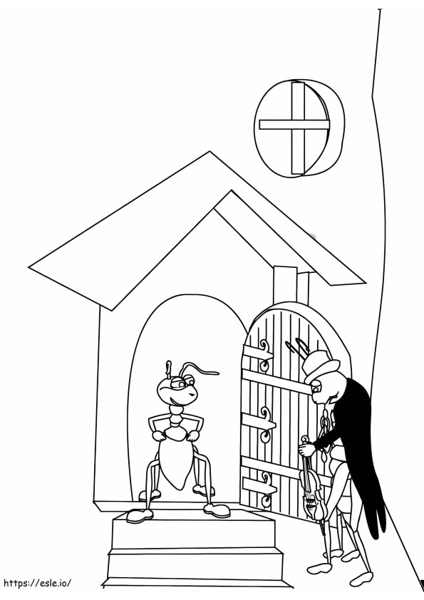 The Ant And The Grasshopper 2 coloring page
