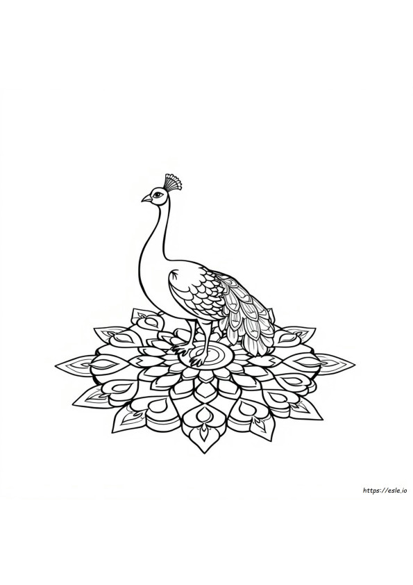 Peacock Hard Rangoli Coloring Pages