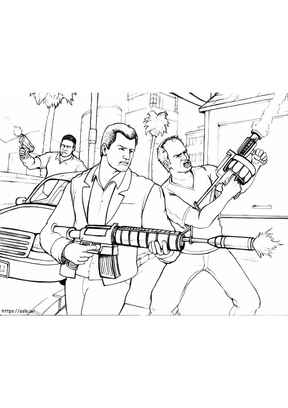 Shooting In GTA coloring page