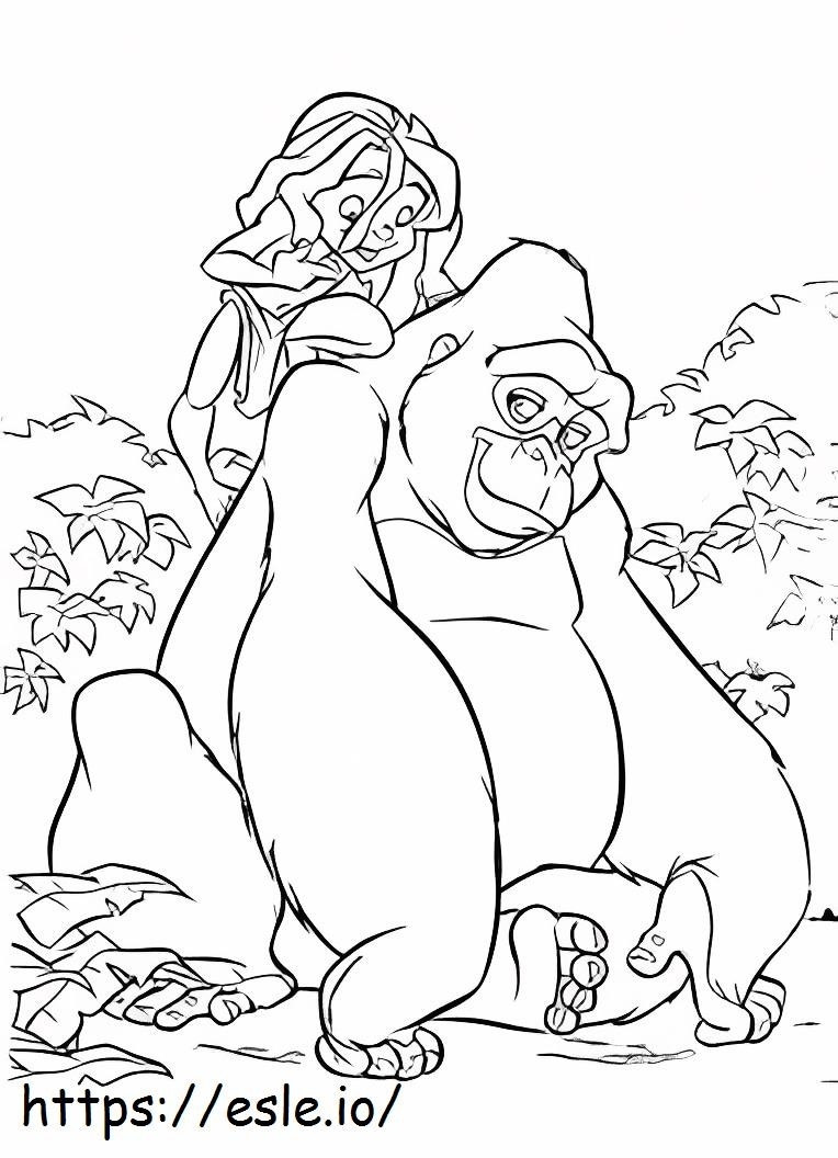 Ragazza E Donkey Kong da colorare