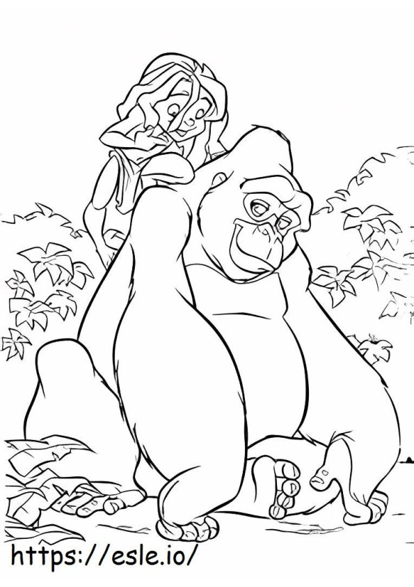 Tyttö ja Donkey Kong värityskuva