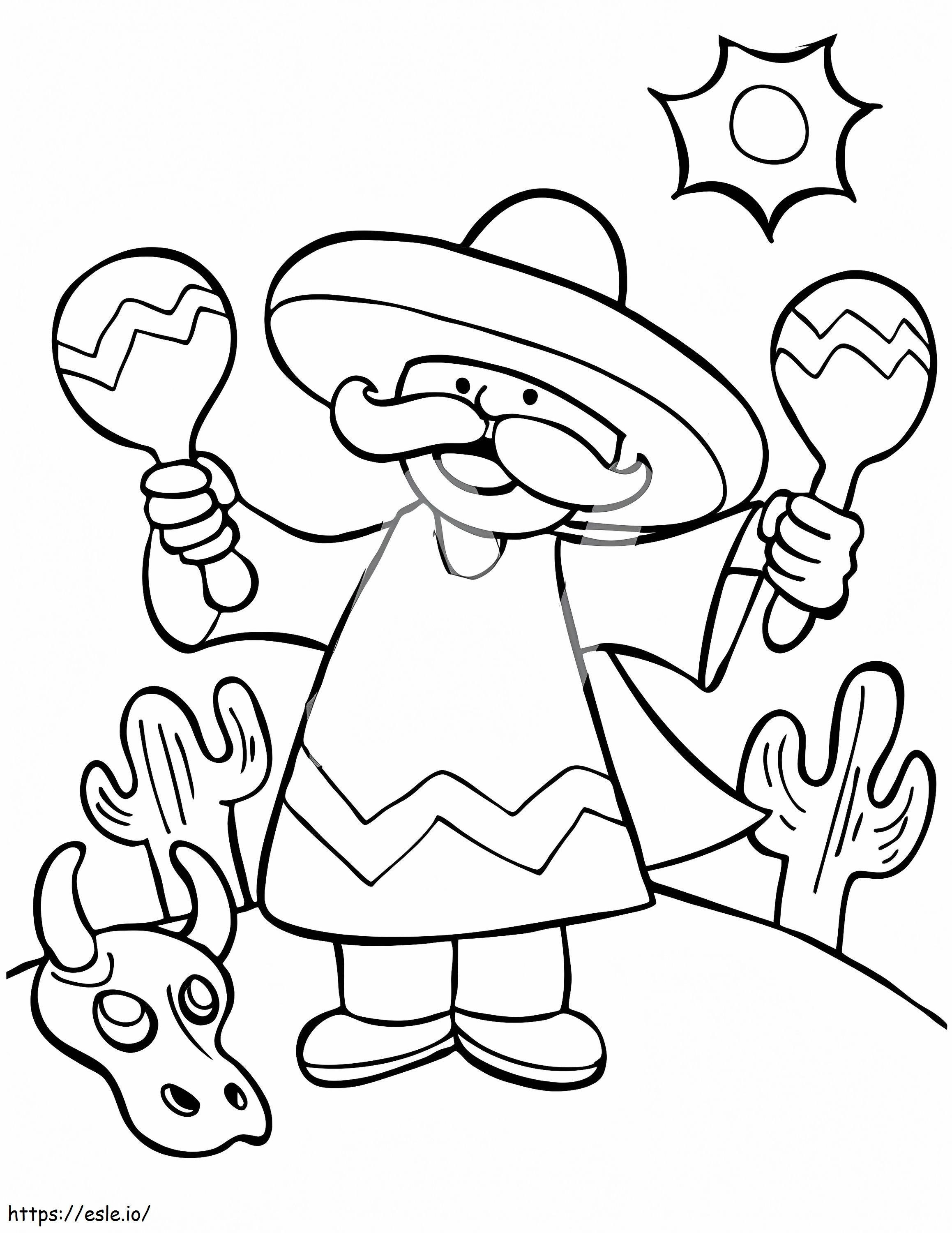Mexican Man Playing Maracas coloring page
