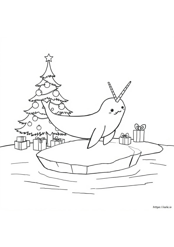 Weihnachts Narwal Ausmalbild