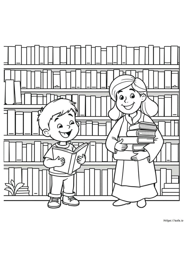 Coloriage Bibliothèque Pour La Maternelle