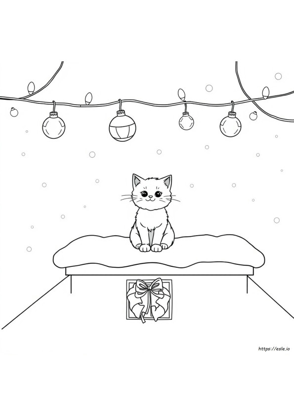 Katzen-Weihnachts-Ausmalbild