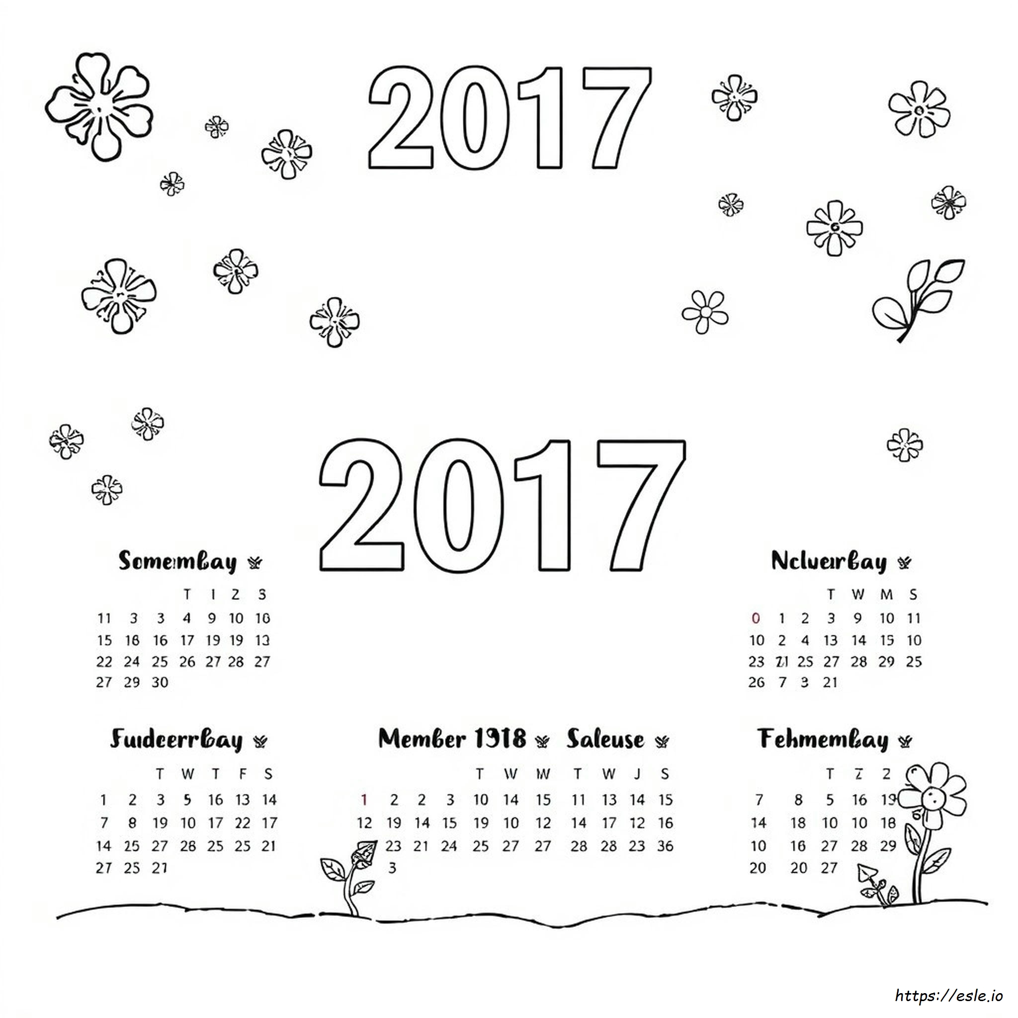 Coloring Calendar 2017 Free
