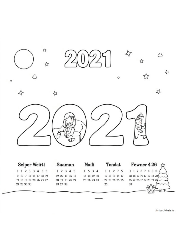 Calendrier 2021 Coloriages
