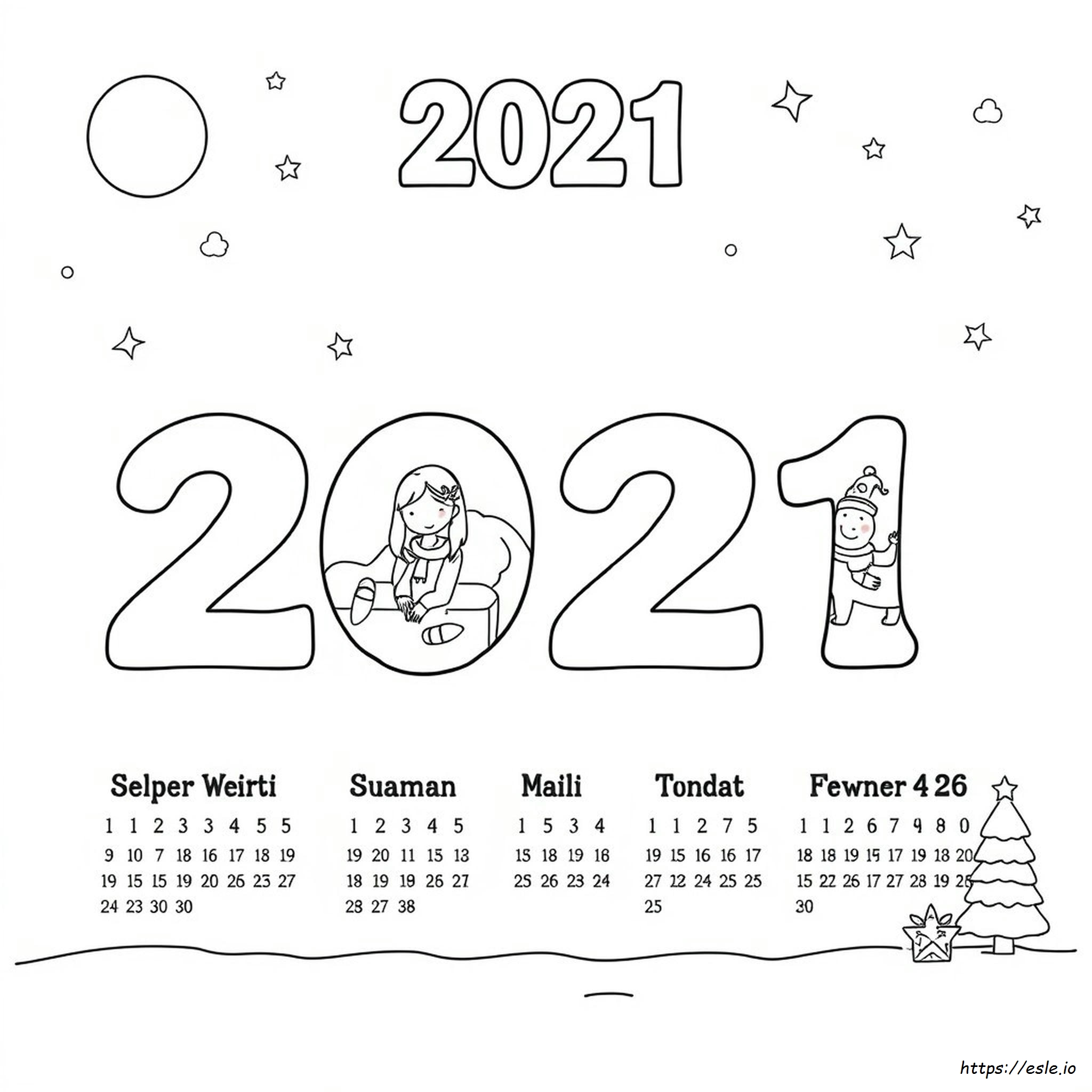 Calendrier 2021 Coloriages