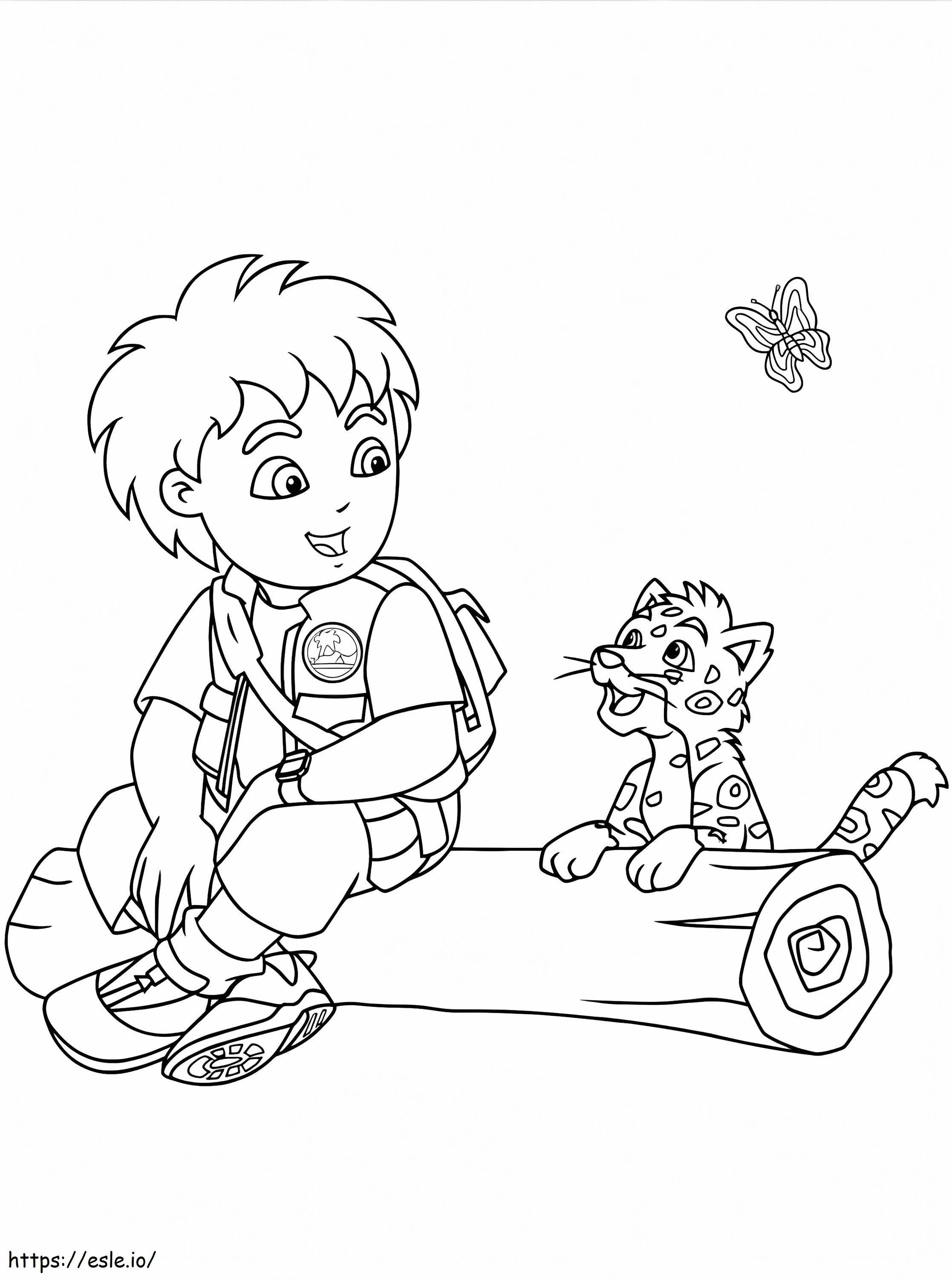 Diego And Baby Jaguar coloring page