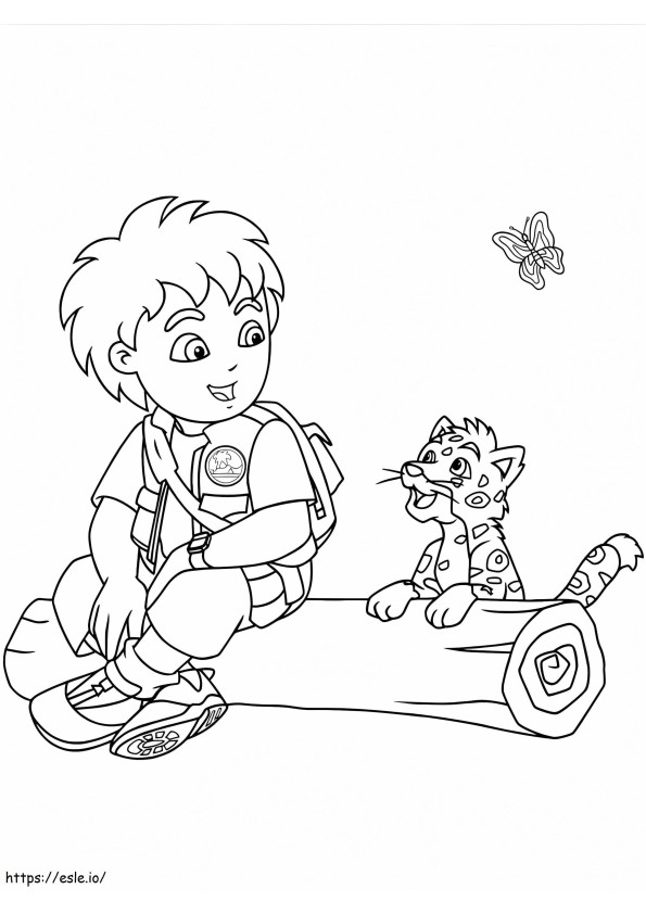 Coloriage Diego et bébé jaguar à imprimer dessin