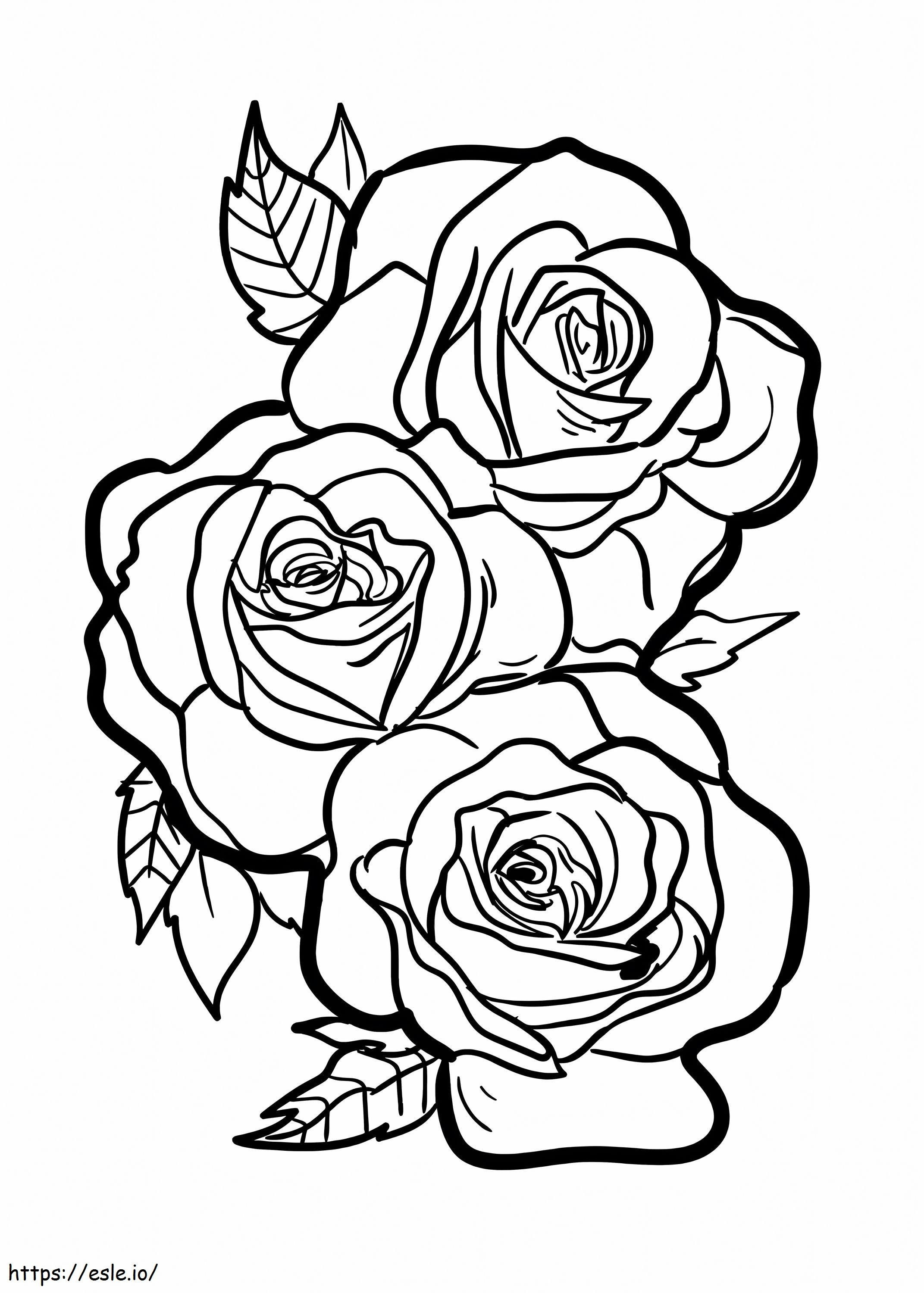tres rosas para colorear