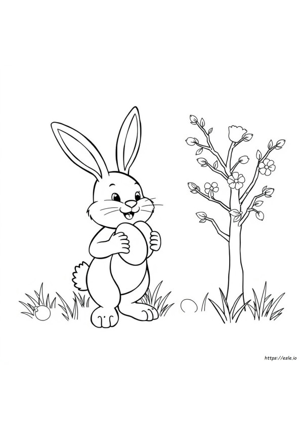 Happy Easter Bunny Coloring Page