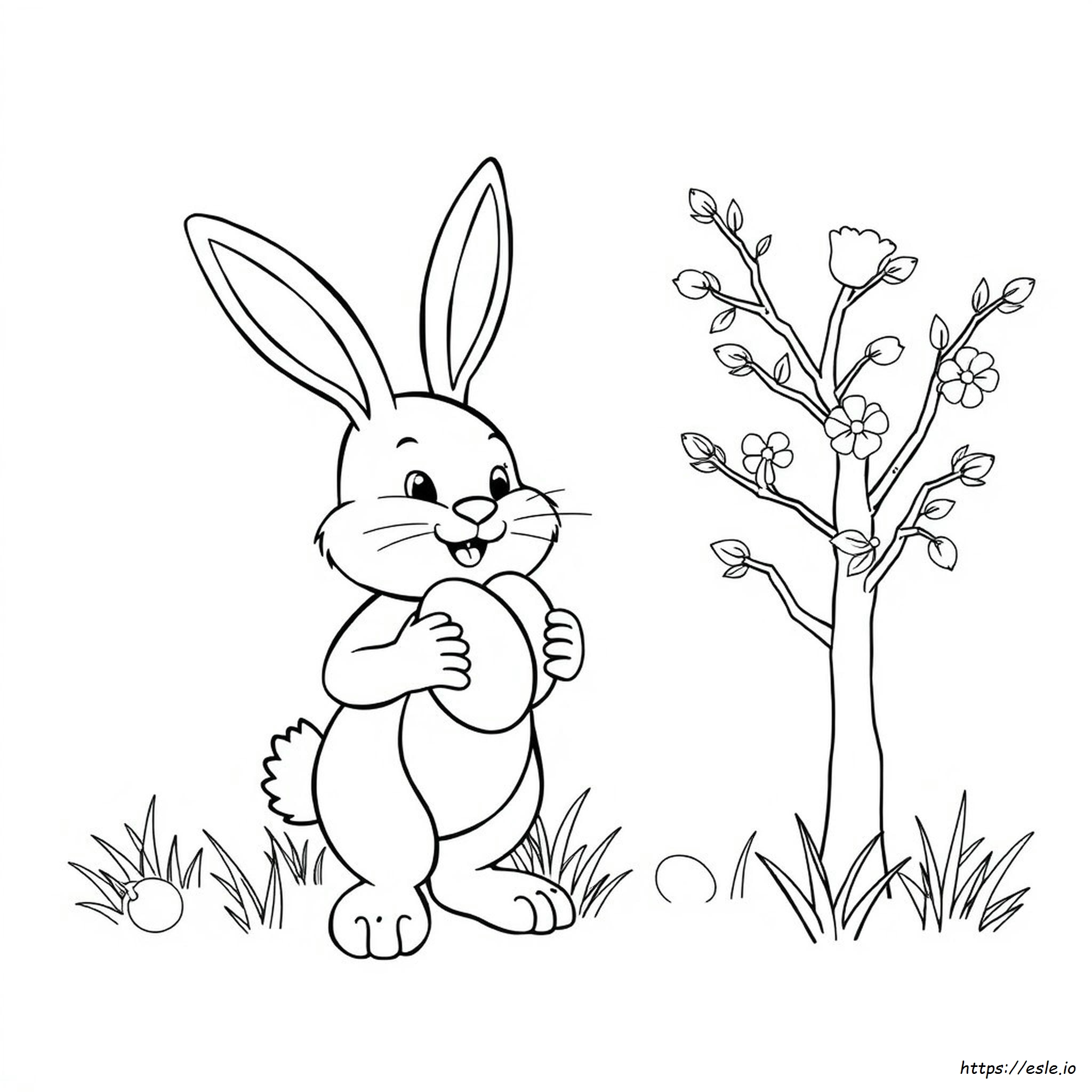 Happy Easter Bunny Coloring Page