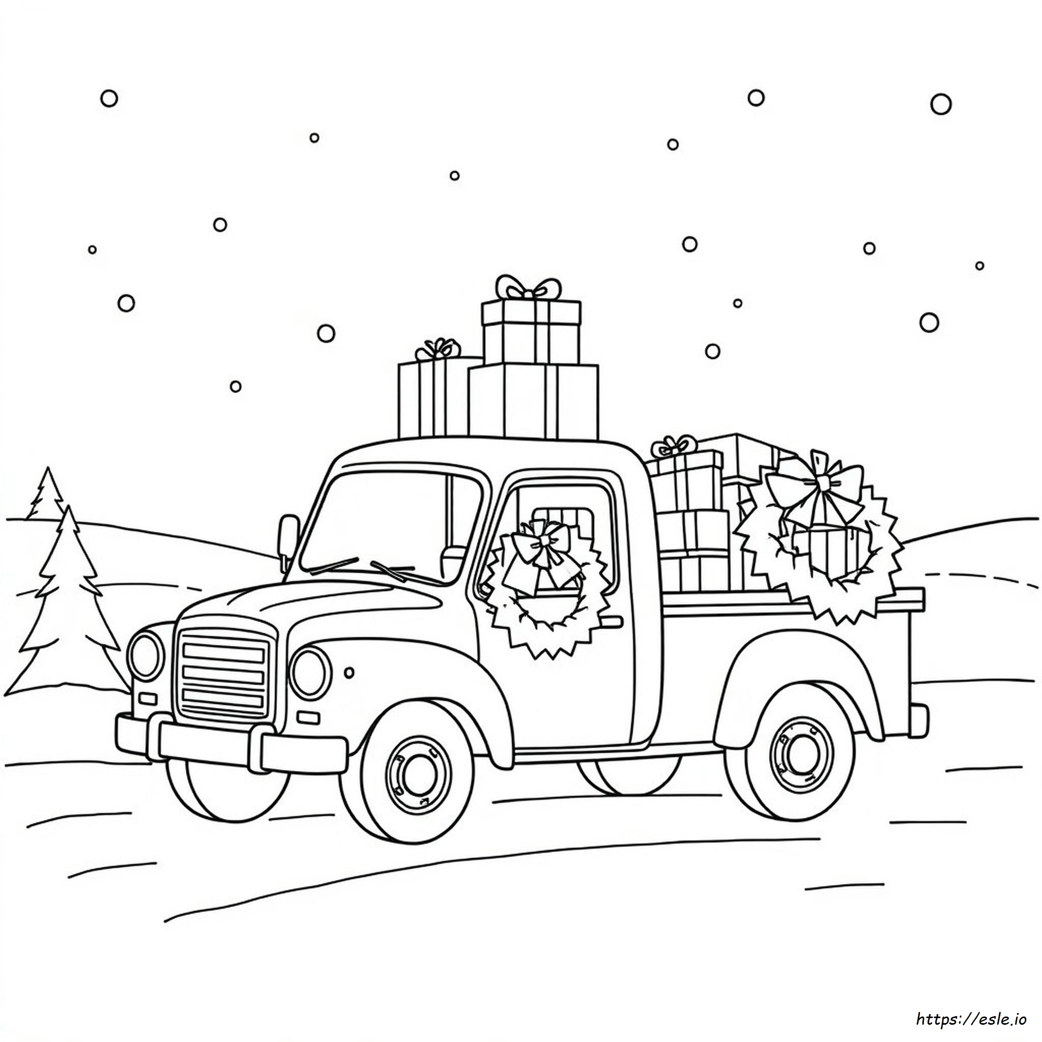 Christmas Truck Coloring Page