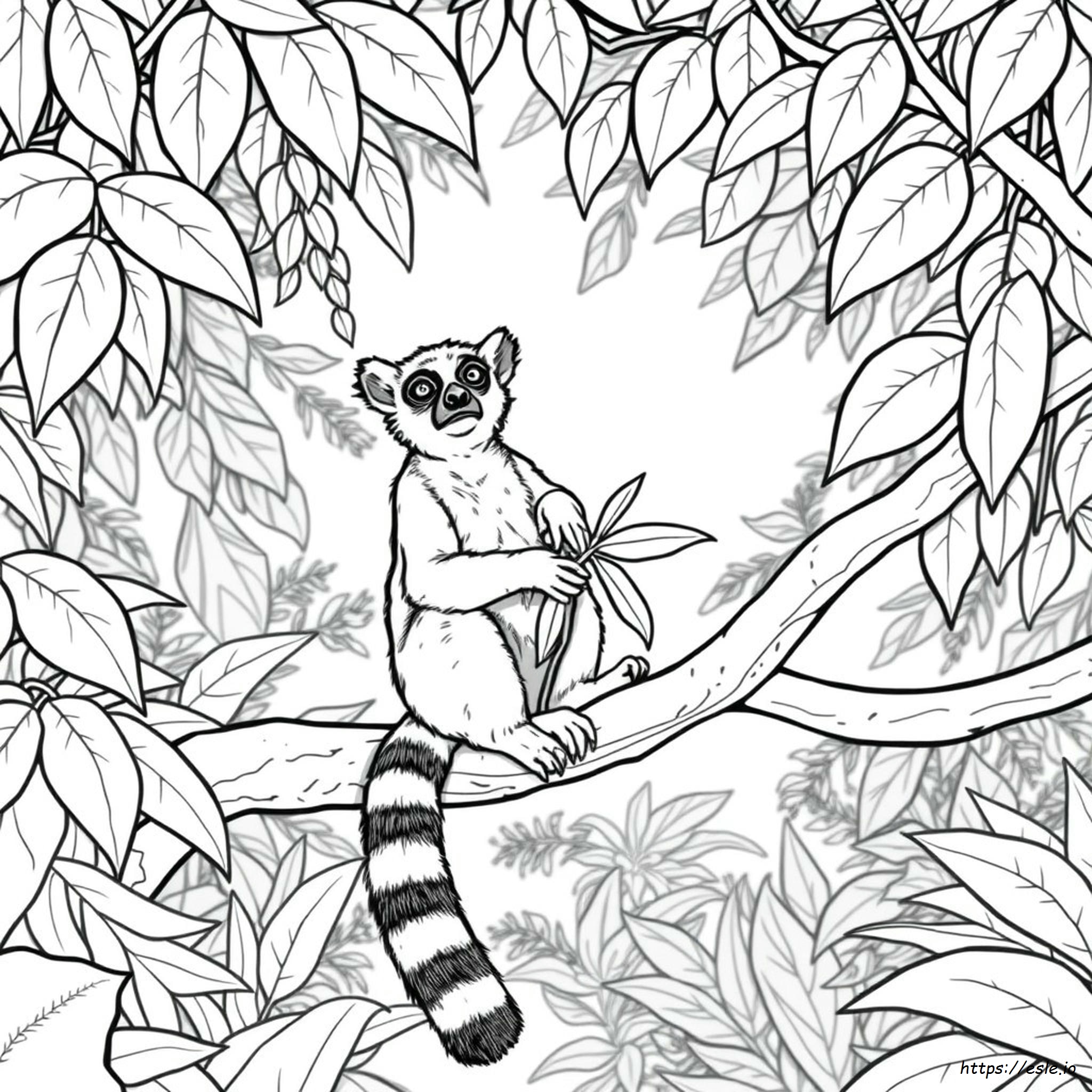 Realistic Lemur Coloring Page