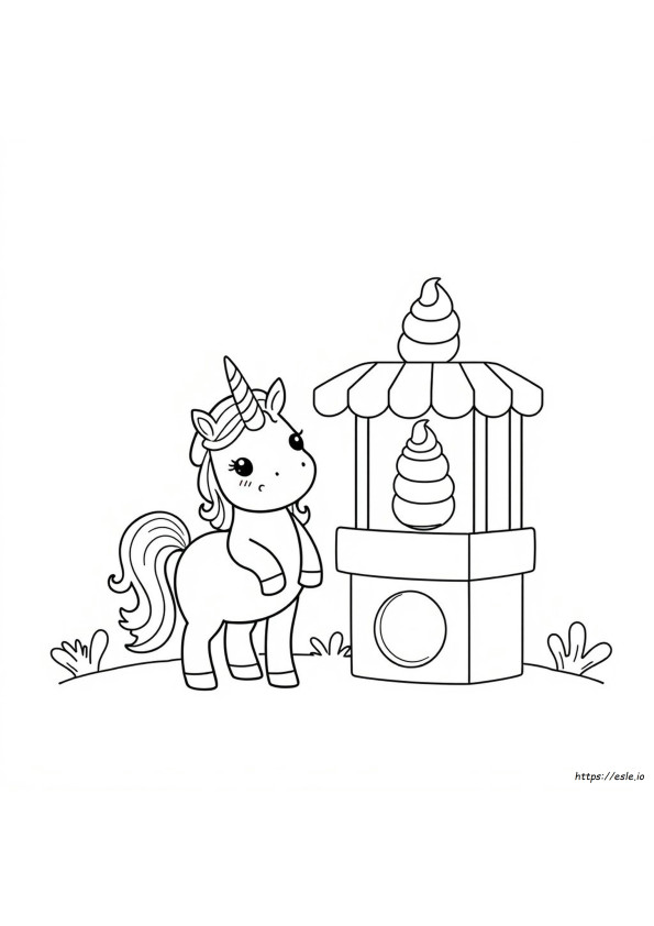 Kawaii Unicorn Ice Cream Coloring Pages