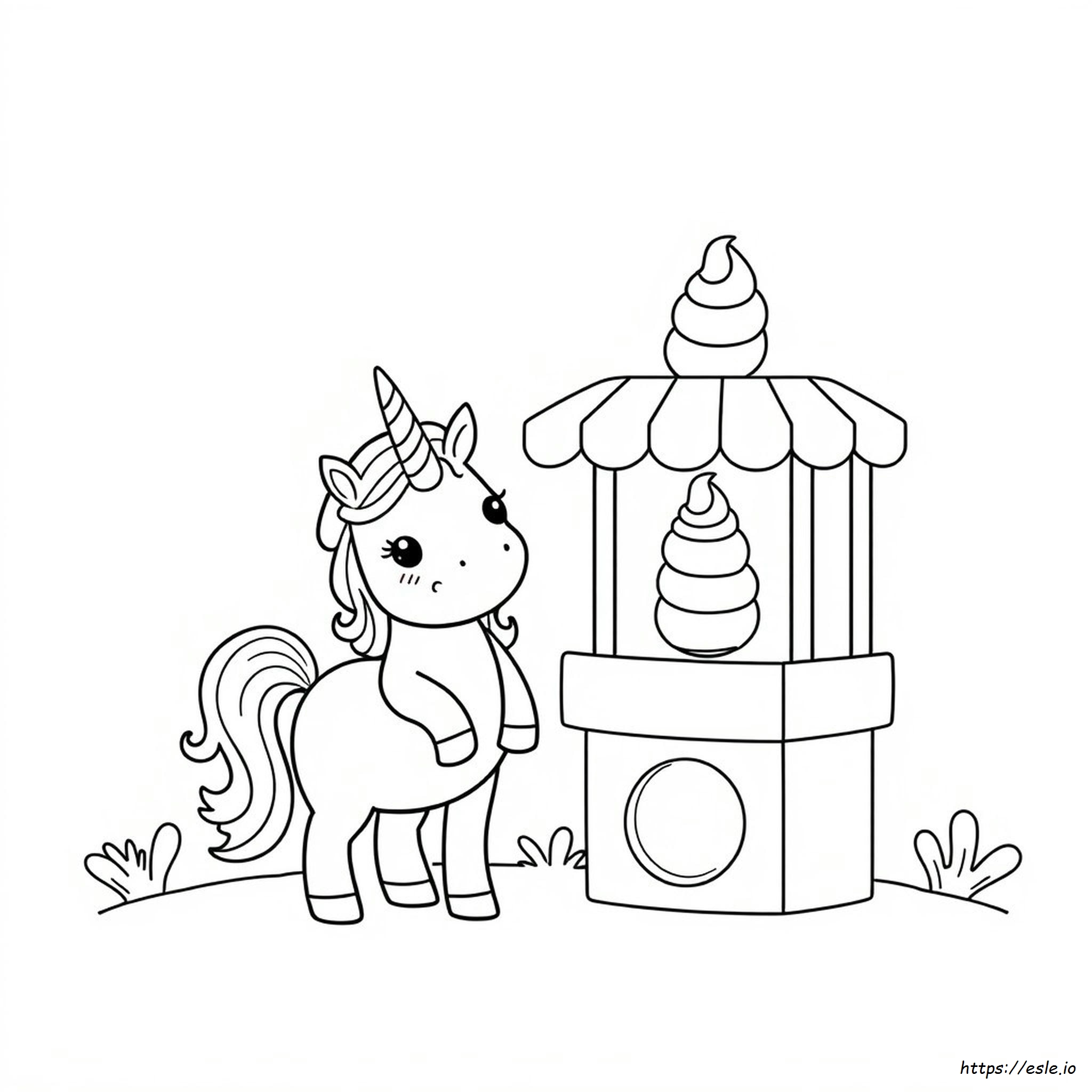 Kawaii Unicorn Ice Cream Coloring Pages