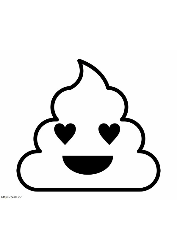 Coloriage Emoji caca aux yeux en cœur à imprimer dessin
