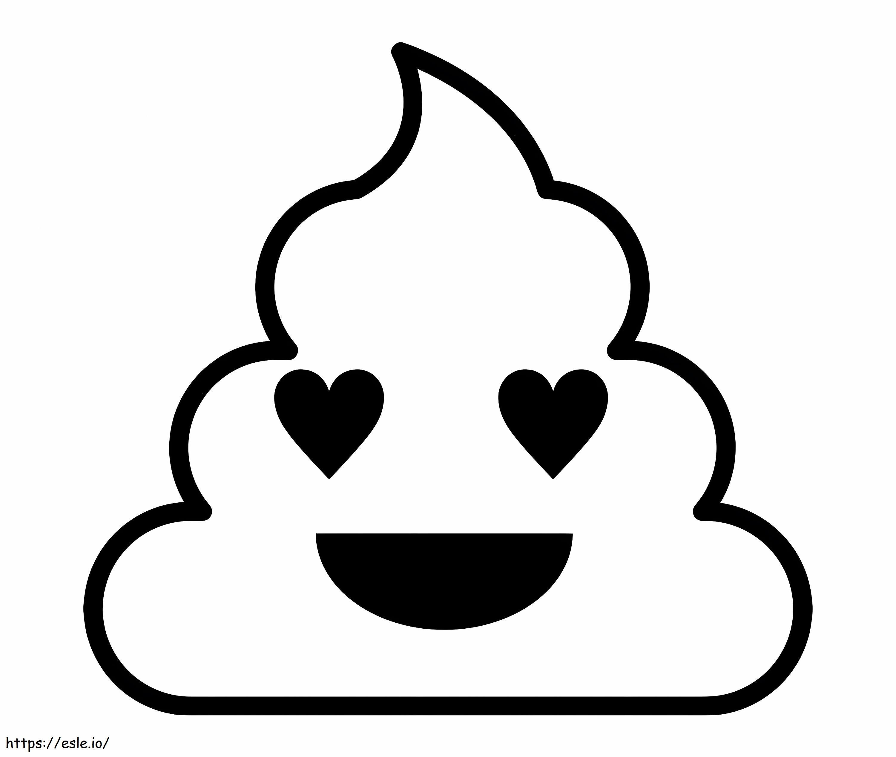 Emoji de cocô com olhos de coração para colorir | ESLE