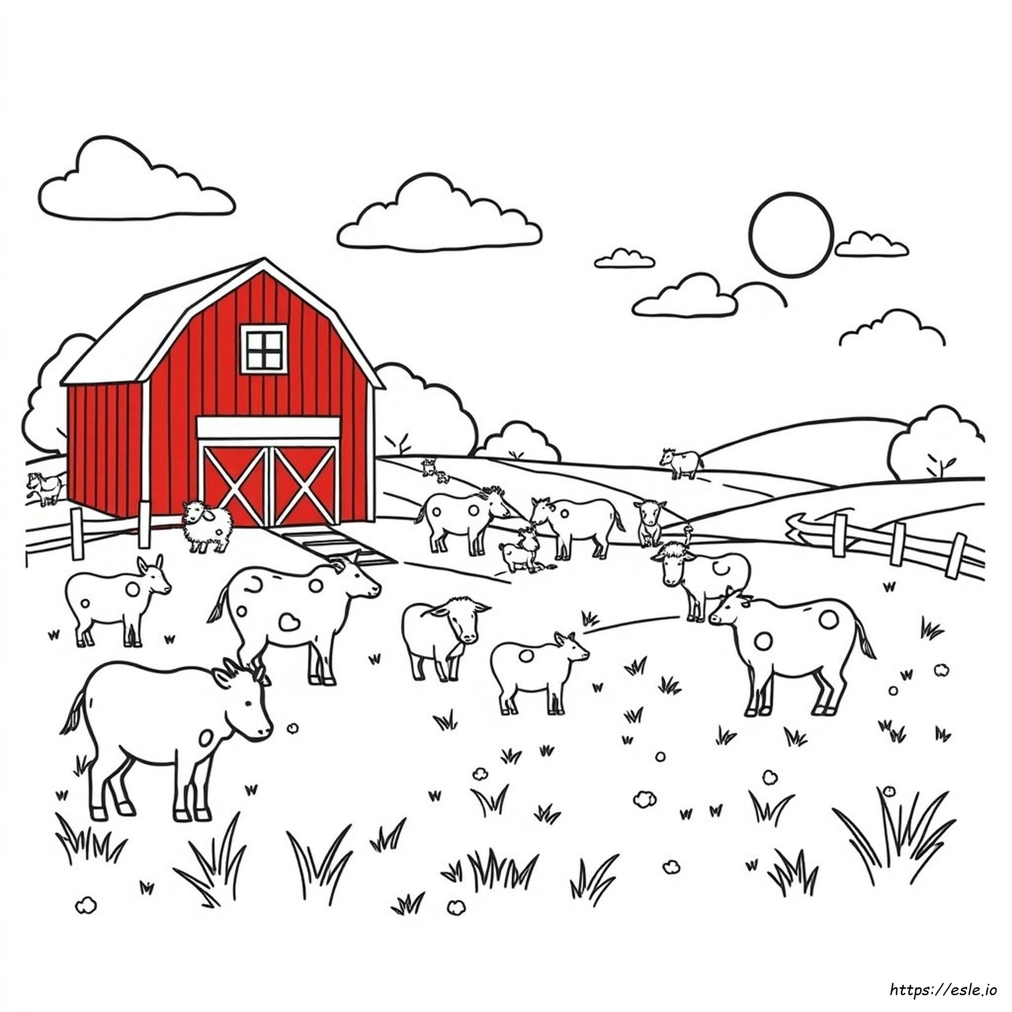 Farmyard Coloring Page