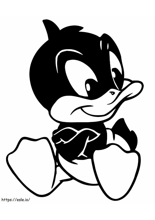 Coloriage Bébé Daffy Duck assis à imprimer dessin