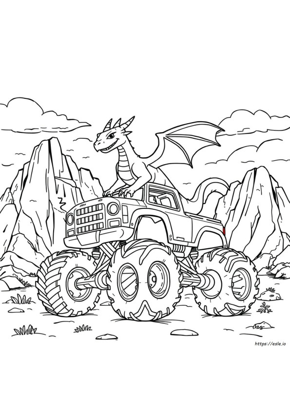 Kolorowanki Monster Truck Smok