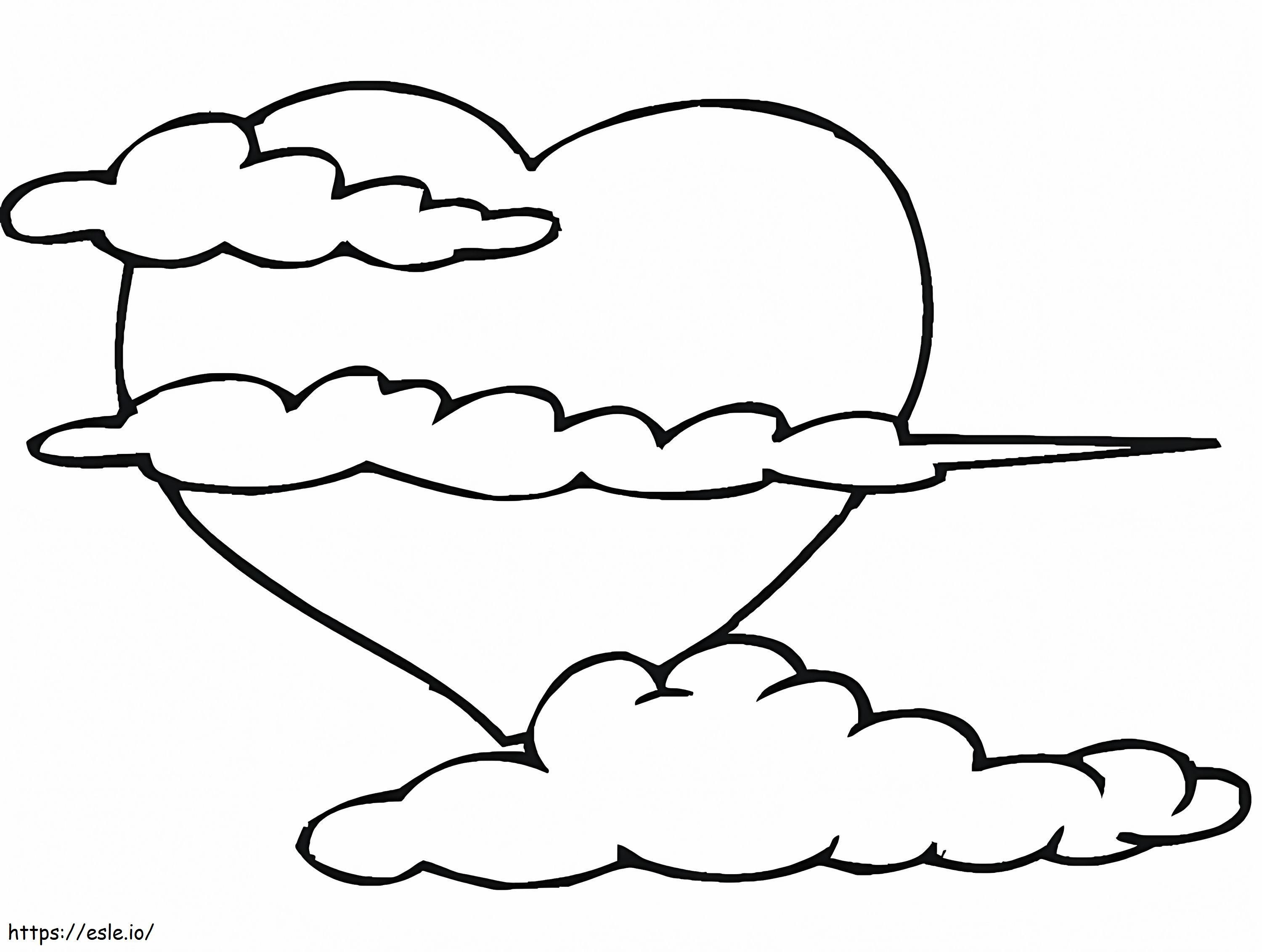 Heart And Clouds coloring page