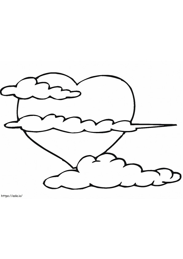 Coloriage Coeur et nuages à imprimer dessin