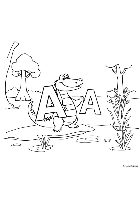 A Is For Alligator Coloring Page