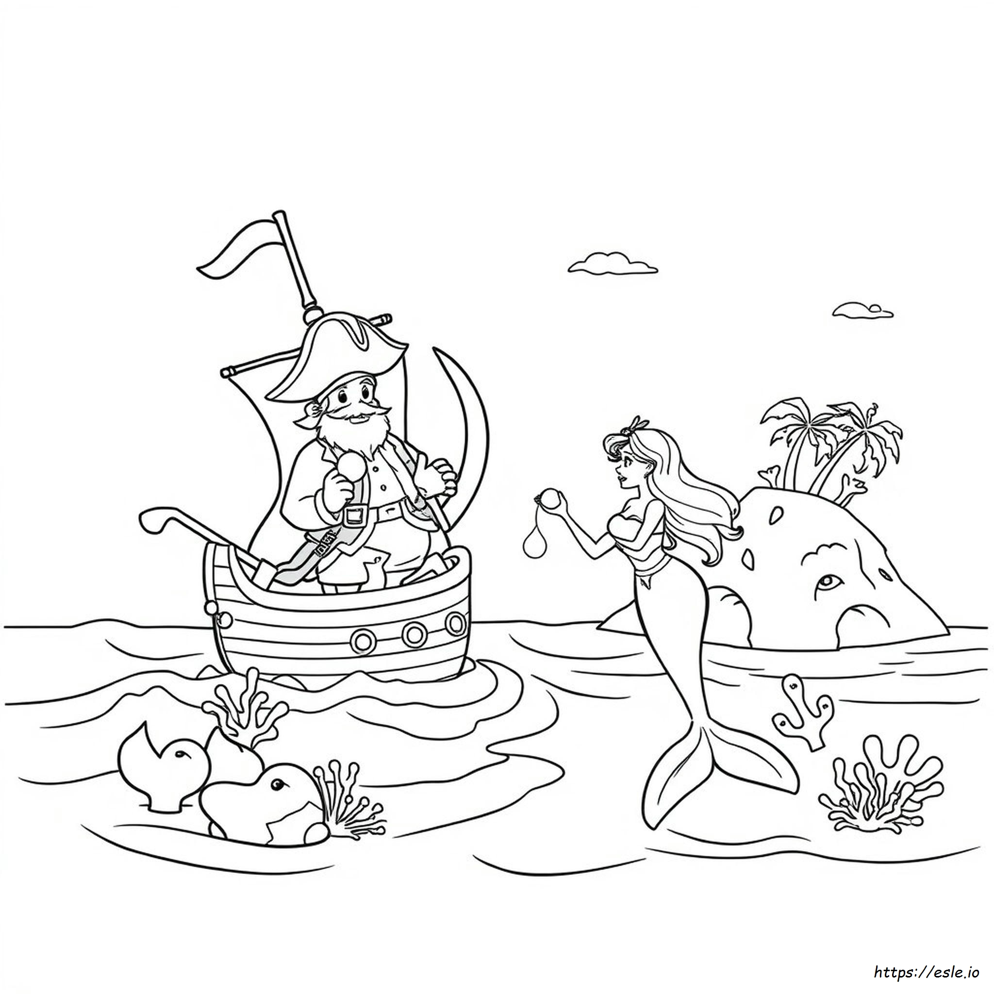 Pirata E Sereia Para Colorir