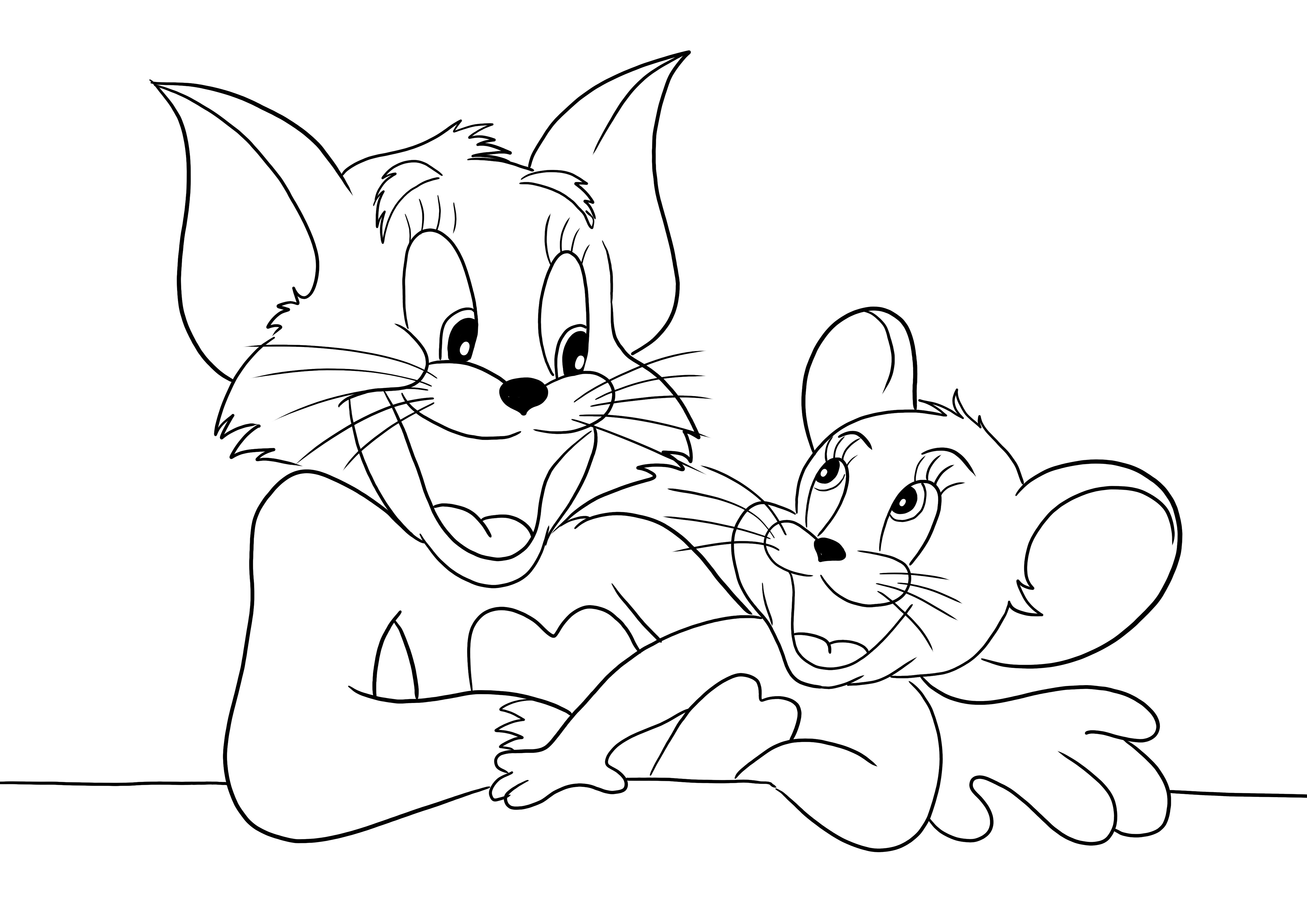 Happy Tom and Jerry free printable ready for coloring for kids