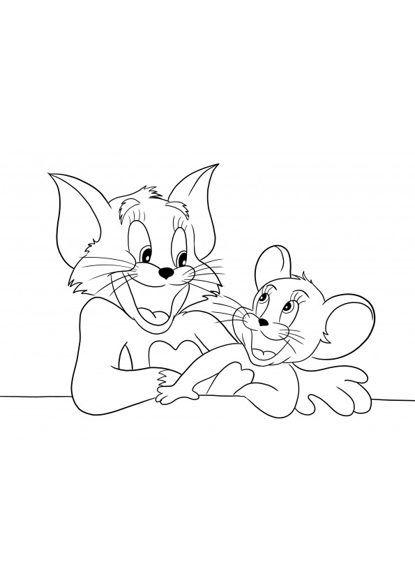 Happy Tom and Jerry free printable ready for coloring for kids