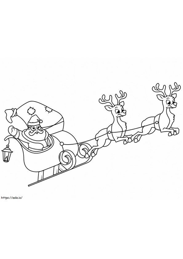 Coloriage Père Noël confortablement assis sur à imprimer dessin