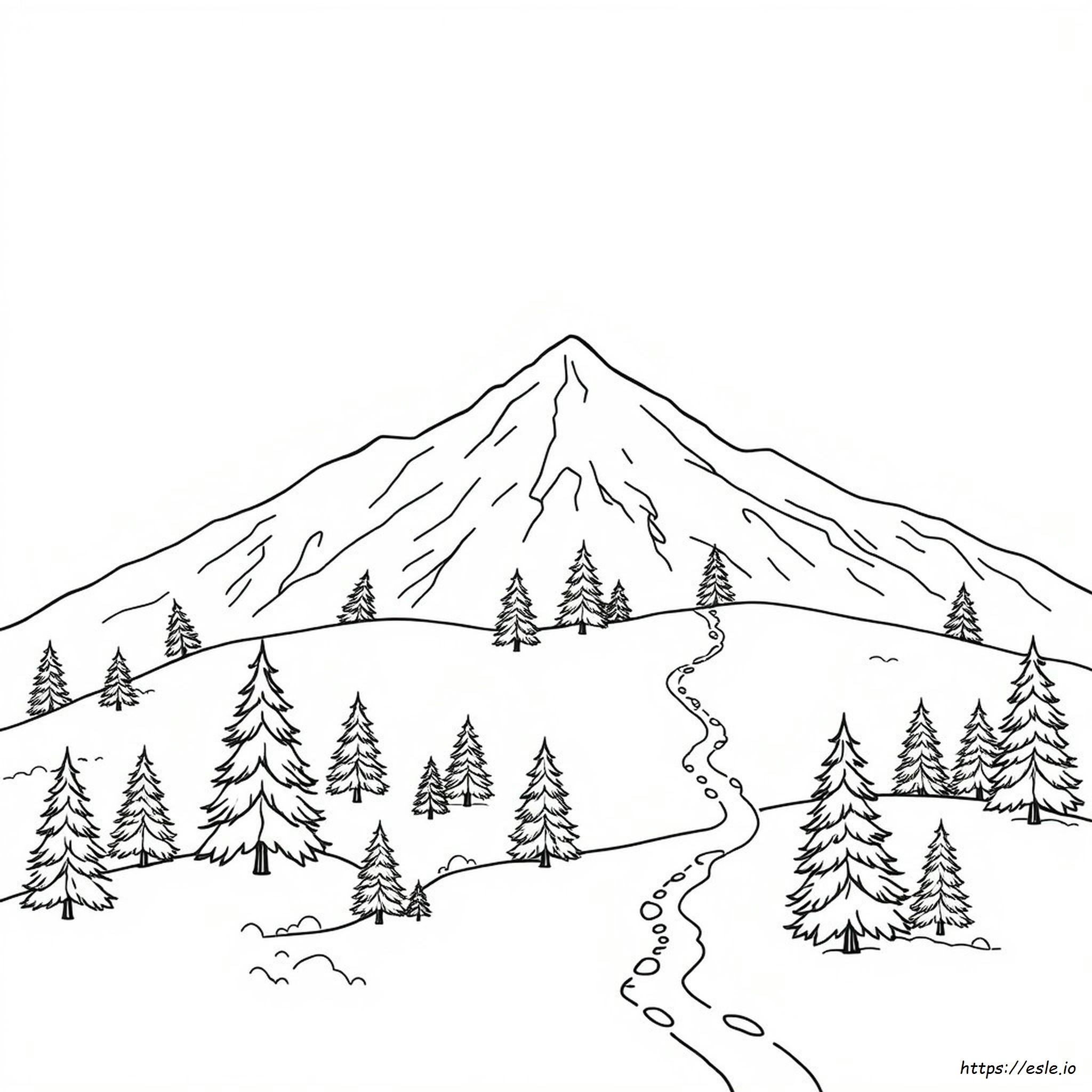 Snowy Mountain Coloring Page
