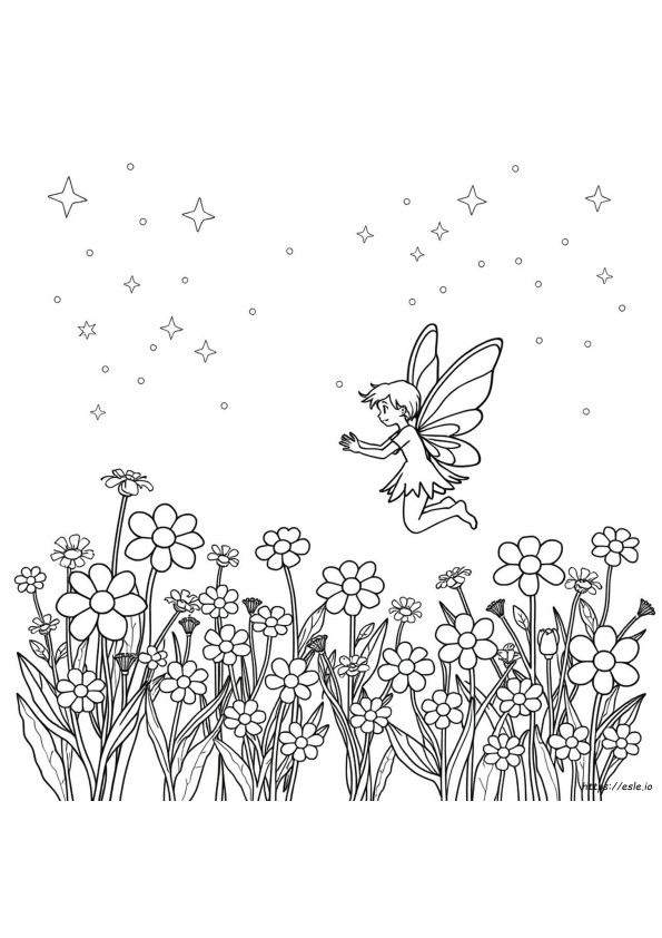 妖精と花のぬりえ